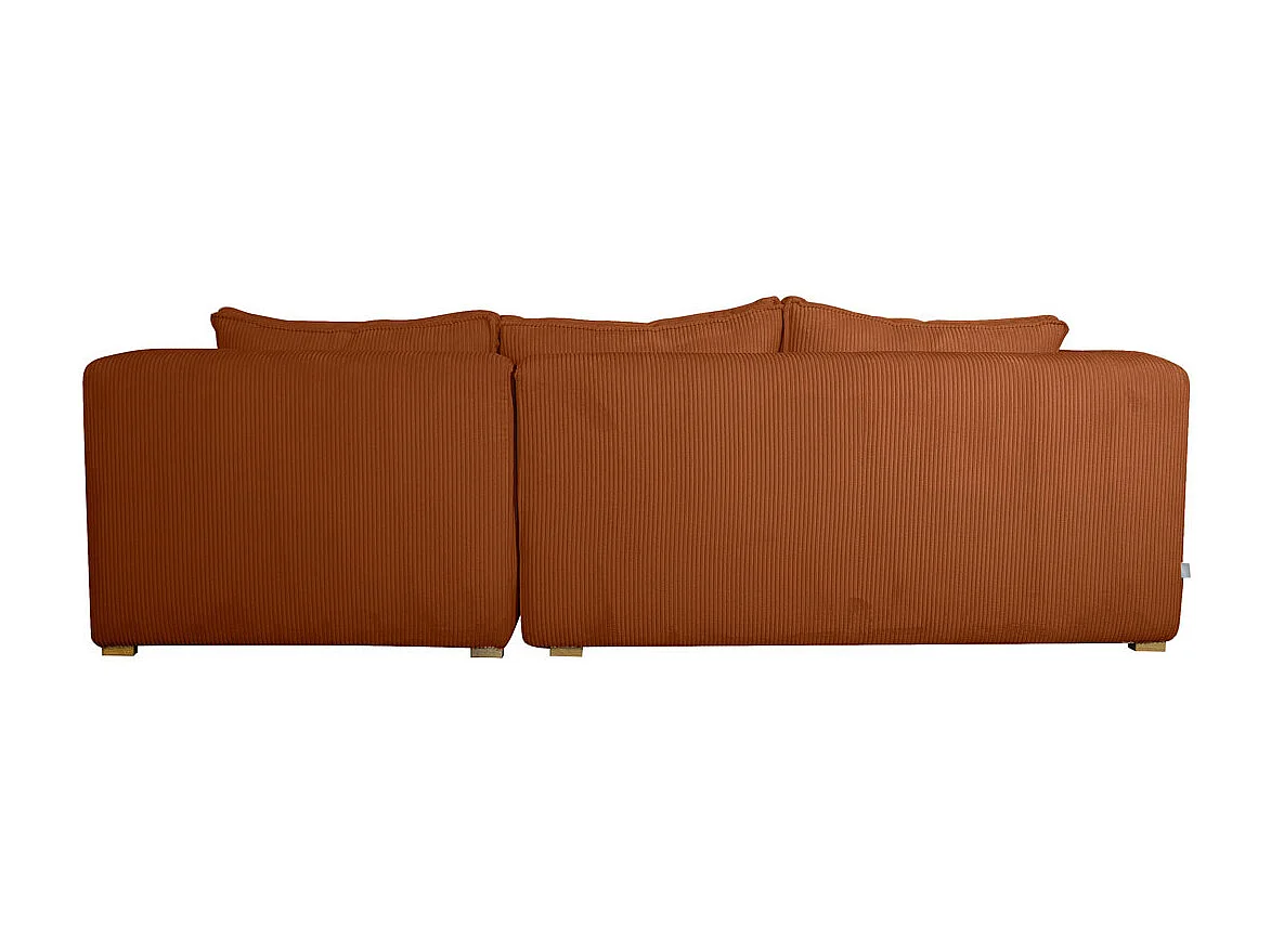 Canapé d'angle droit design en tissu velours côtelé terre brûlée 3-4 places PANAM