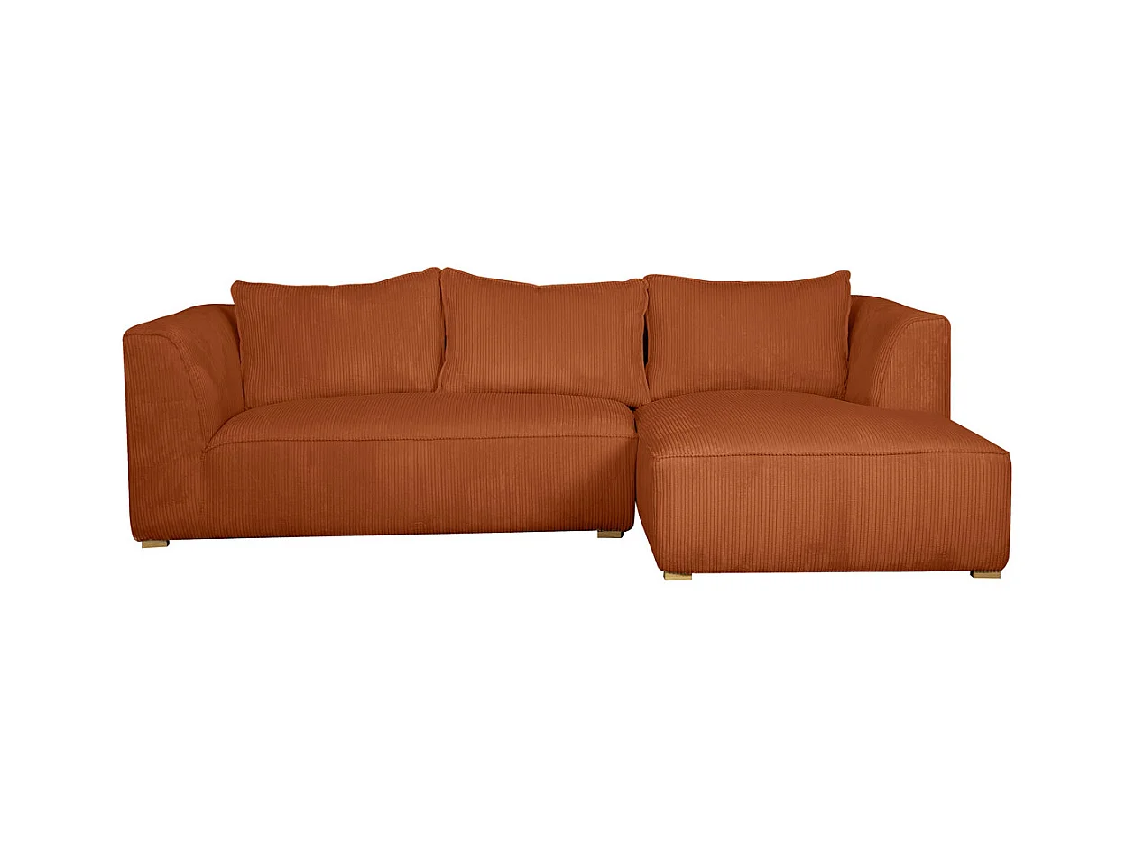 Design-Ecksofa rechtseitig aus écrufarbenem Cordstoff aus Samteffekt 3-4 Sitzer PANAM