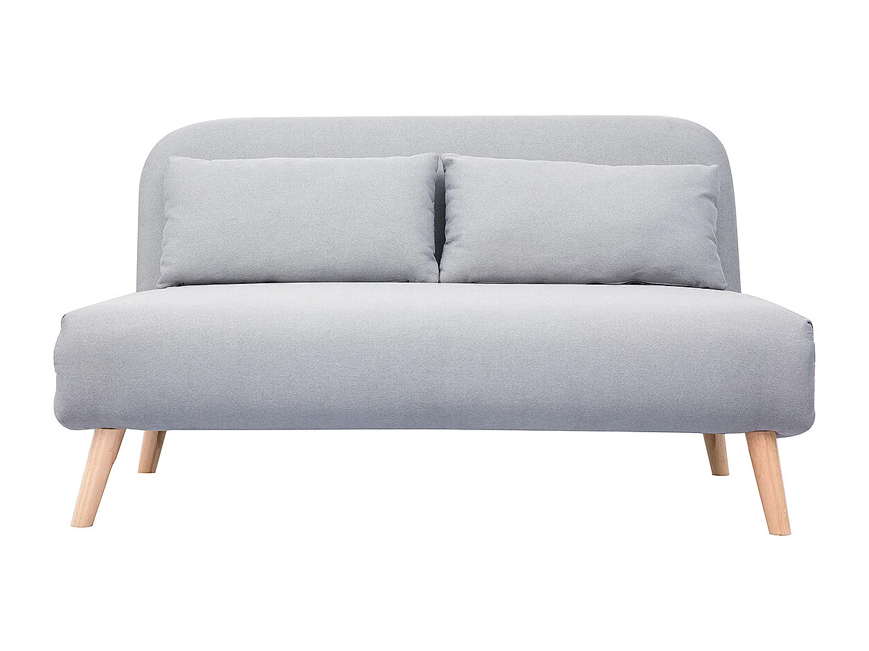 Sofá cama convertible 2 plazas en tejido gris claro AMIKO