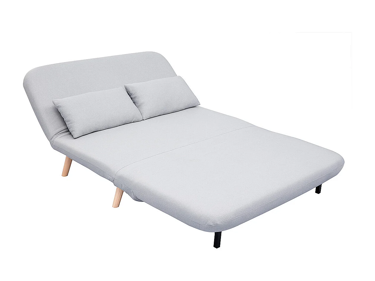 Sofá cama convertible 2 plazas en tejido gris claro AMIKO
