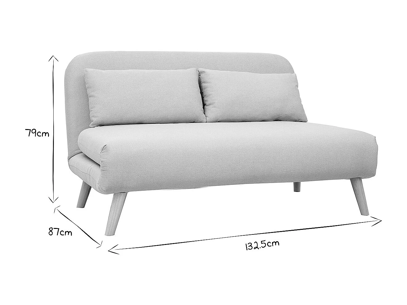 Sofá cama convertible 2 plazas en tejido gris claro AMIKO