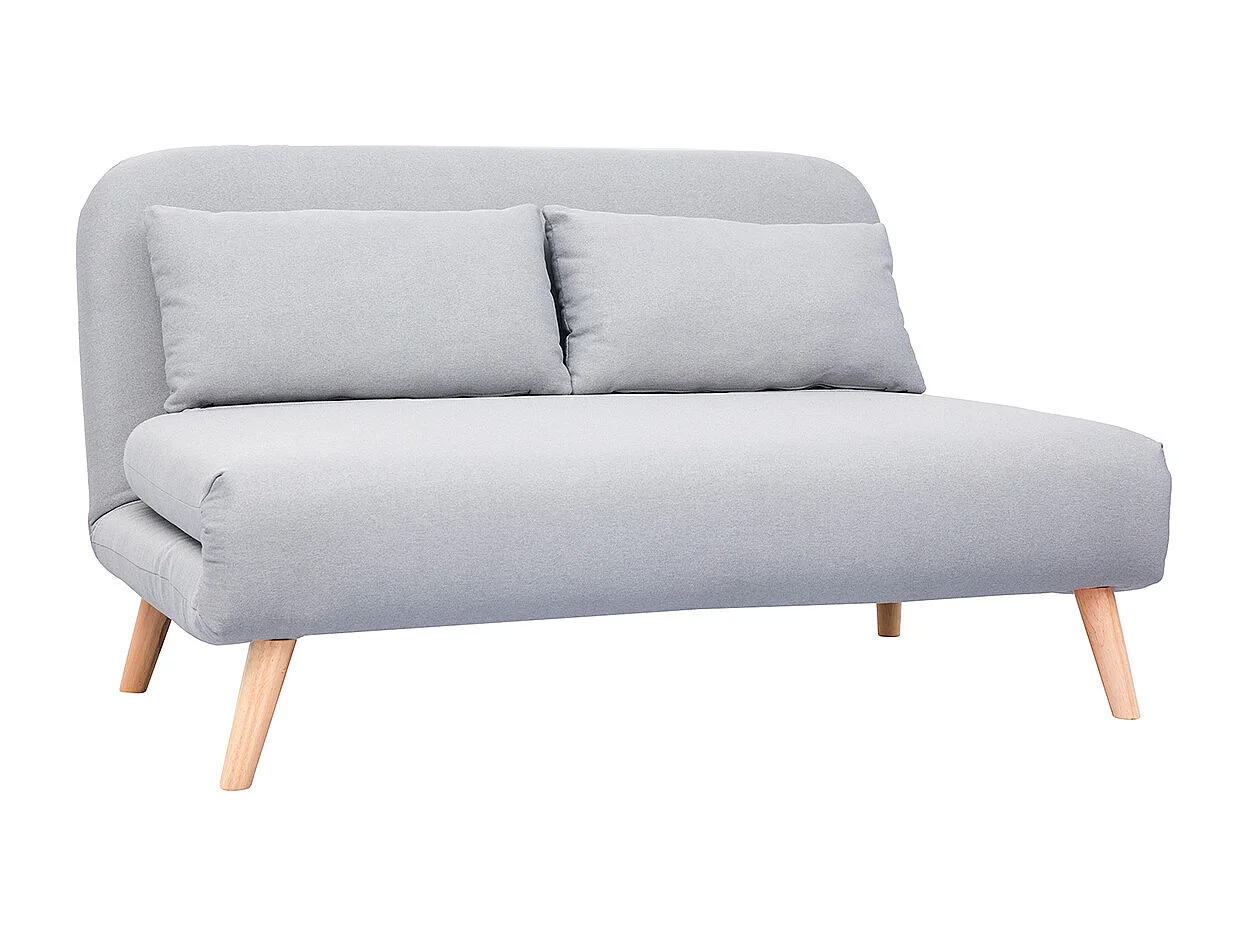 Sofá cama convertible 2 plazas en tejido gris claro AMIKO