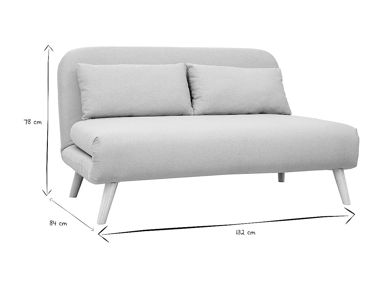 Sofá cama convertible 2 plazas en tejido gris claro AMIKO
