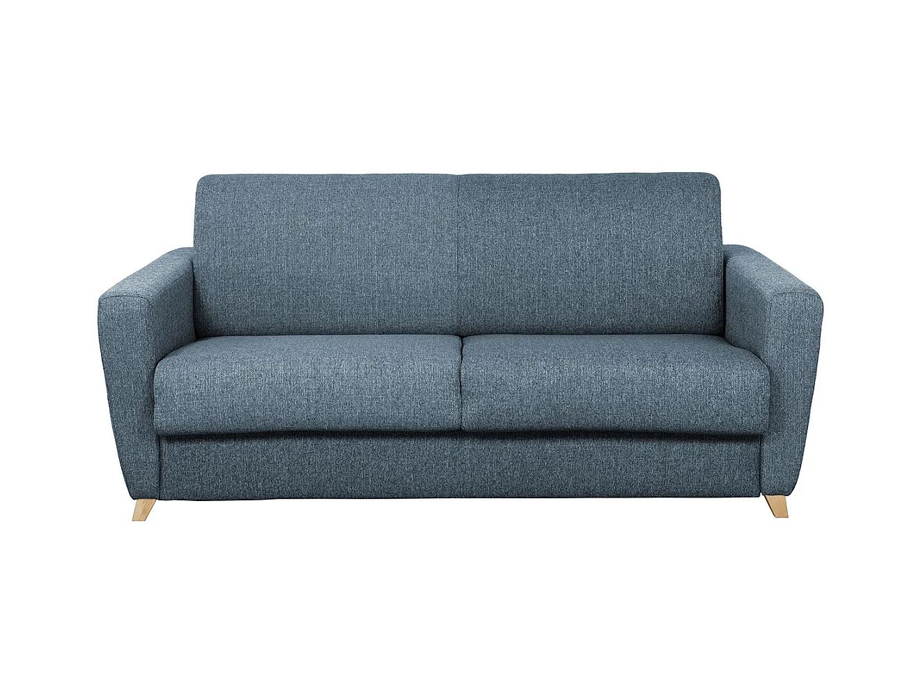 Divano convertibile scandinavo blu e legno GRAHAM
