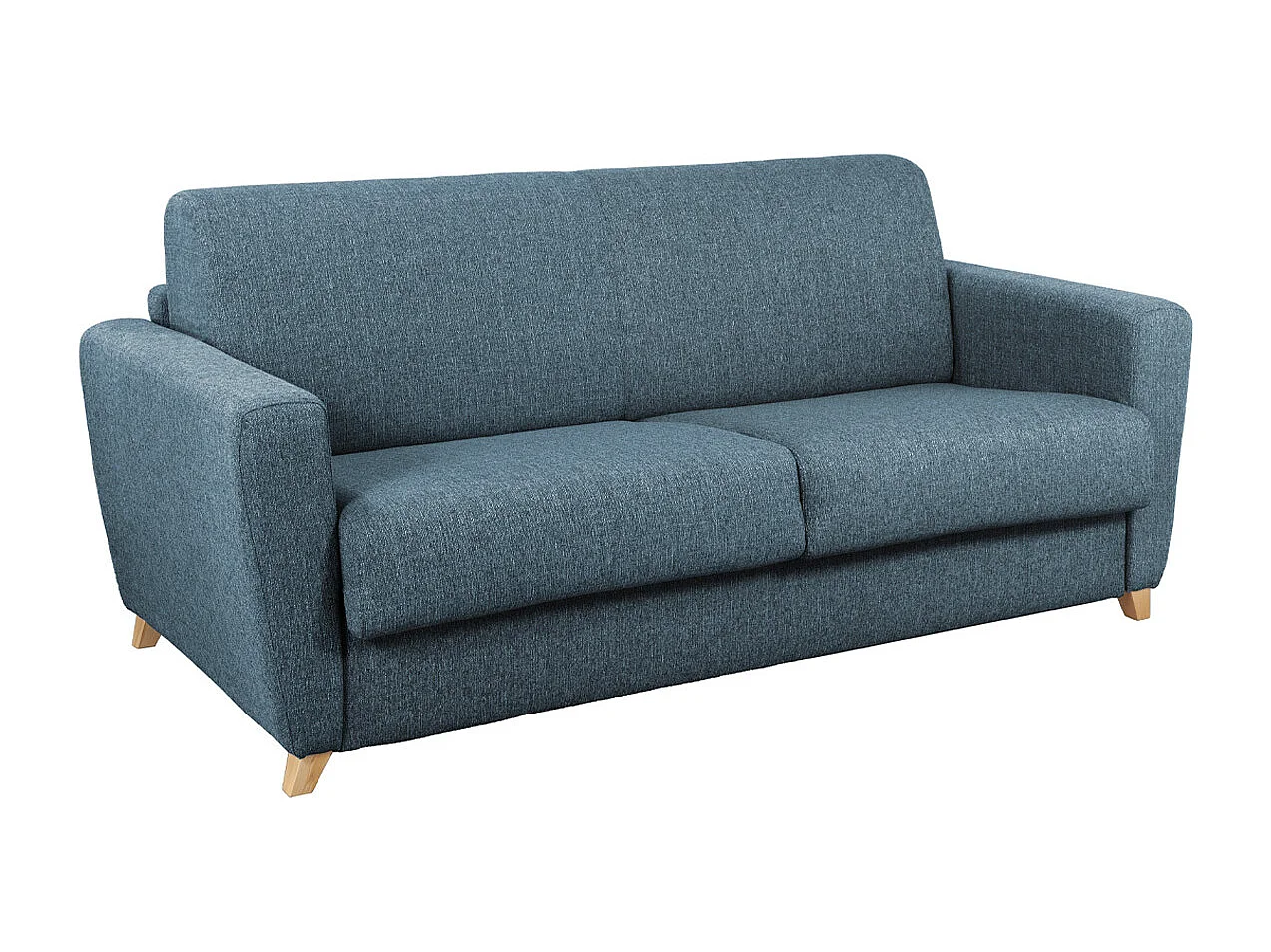 Divano convertibile scandinavo blu e legno GRAHAM