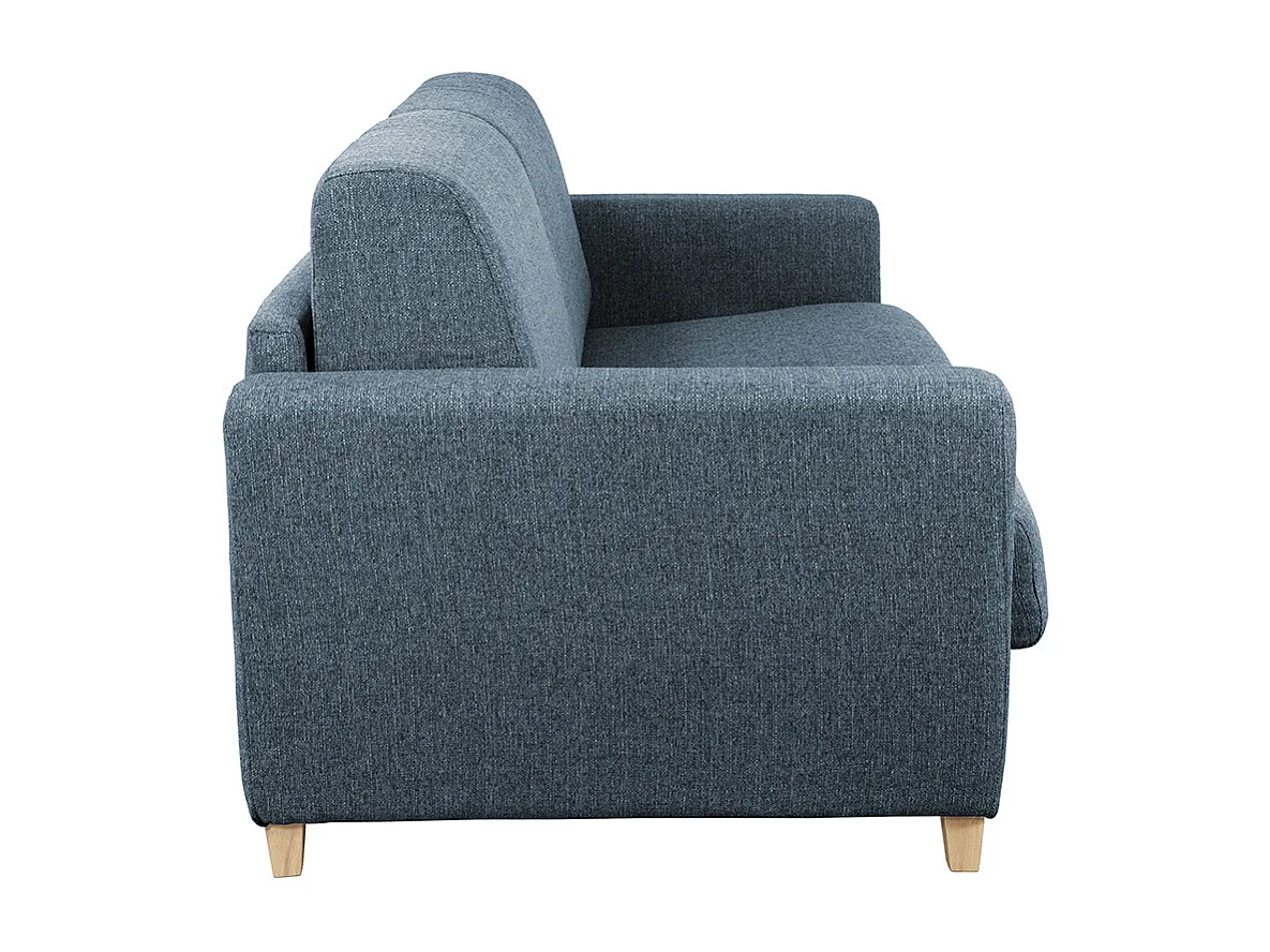 Divano convertibile scandinavo blu e legno GRAHAM