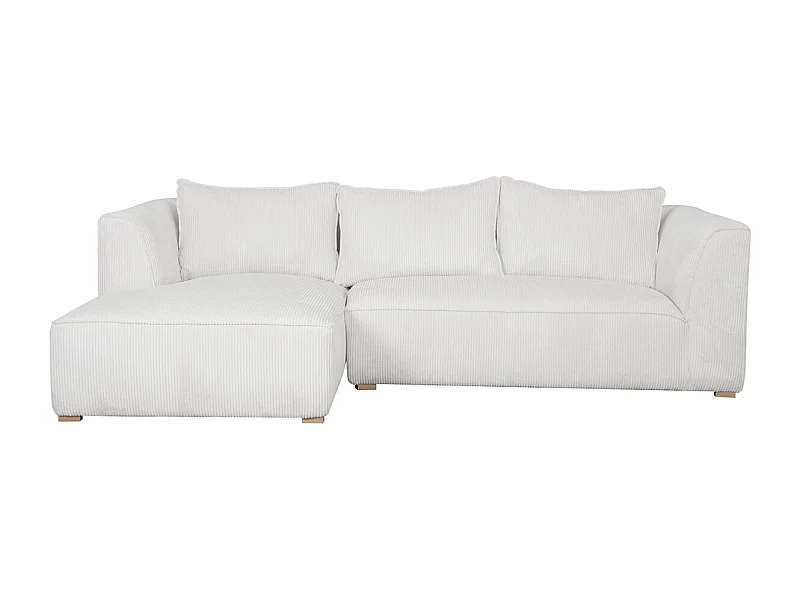 Design-Ecksofa linksseitig aus écrufarbenem Cordstoff mit Samteffekt 3-4 Sitzer PANAM