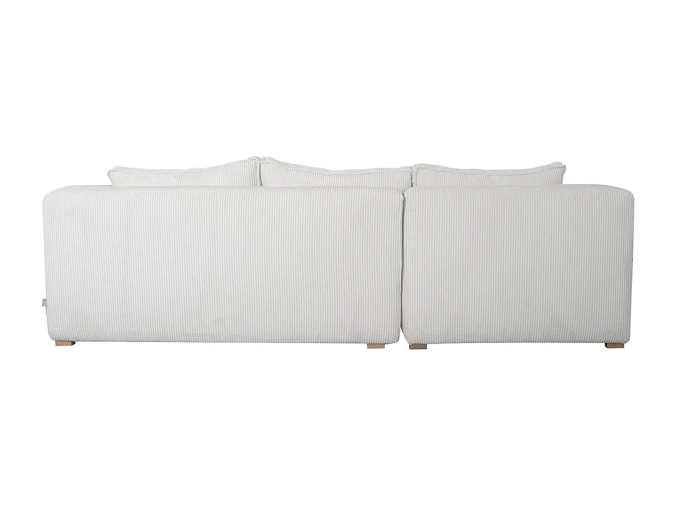 Canapé d'angle gauche design en tissu velours côtelé écru 3-4 places PANAM