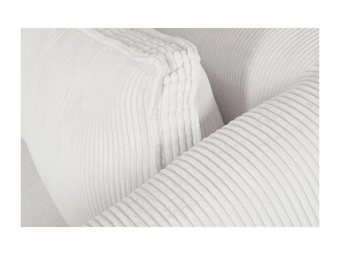 Canapé d'angle gauche design en tissu velours côtelé écru 3-4 places PANAM