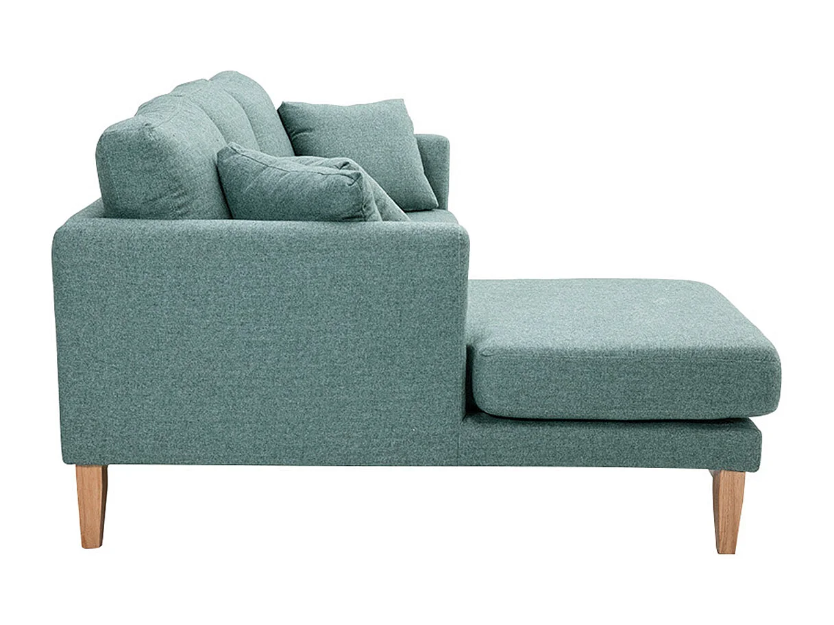 Sofá chaise longue a la izquierda nórdico desenfundable verde grisáceo y madera clara 3-4 plazas OSLO