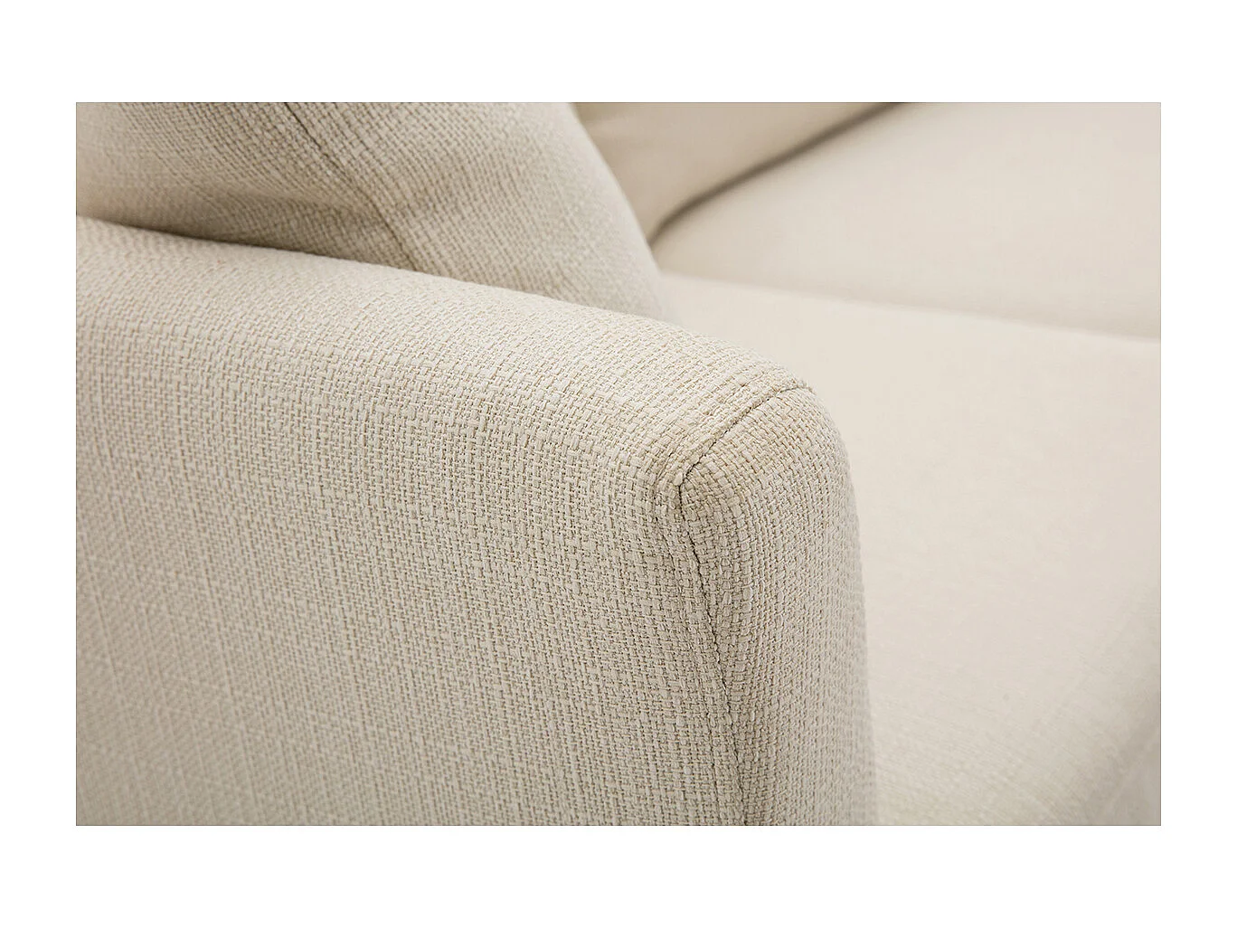 Divano angolare destro sfoderabile 4 posti in tessuto beige e legno chiaro OSLO