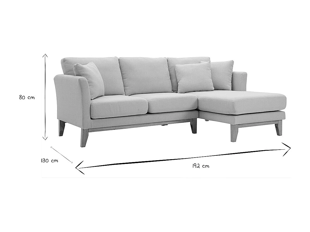 Divano angolare destro sfoderabile 4 posti in tessuto beige e legno chiaro OSLO