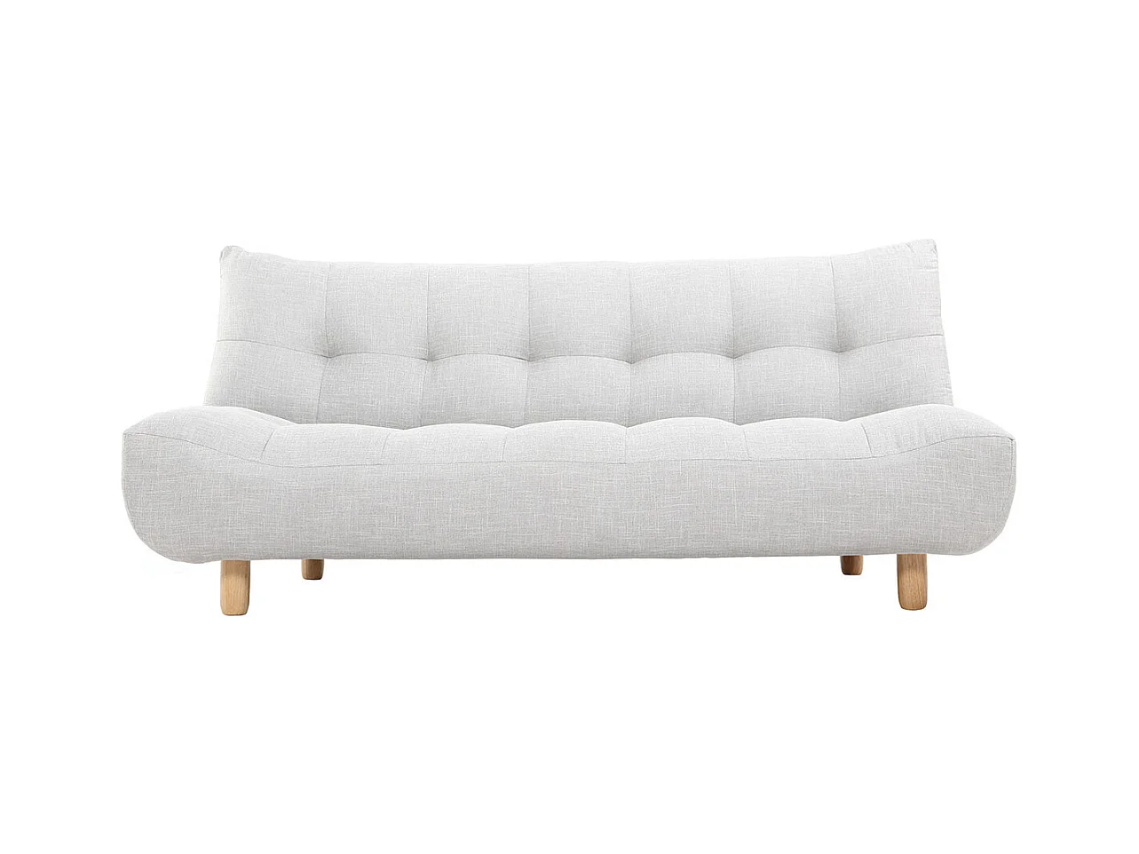 Canapé convertible scandinave 3 places en tissu gris clair et bois clair YUMI