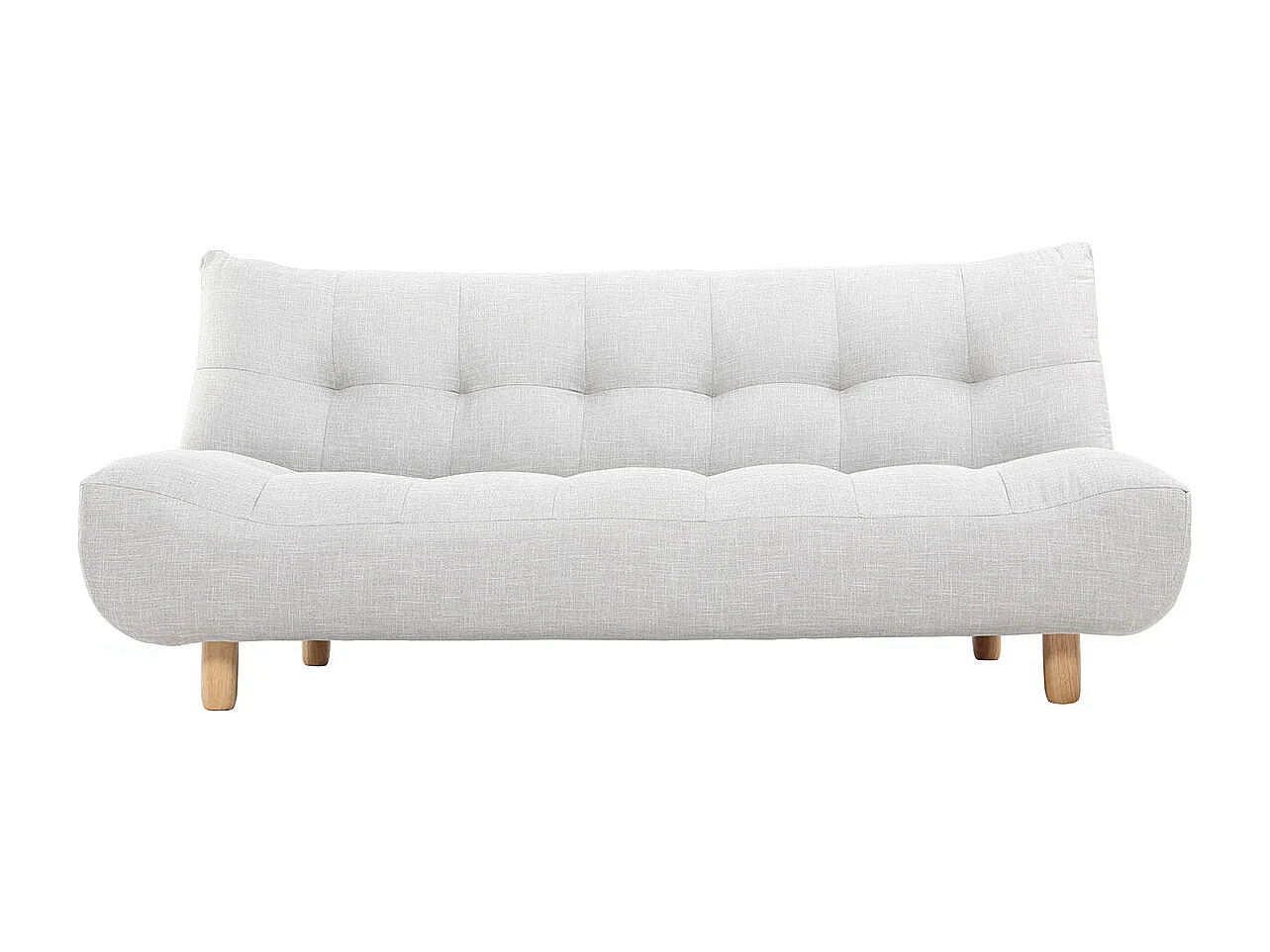 Canapé convertible scandinave 3 places en tissu gris clair et bois clair YUMI