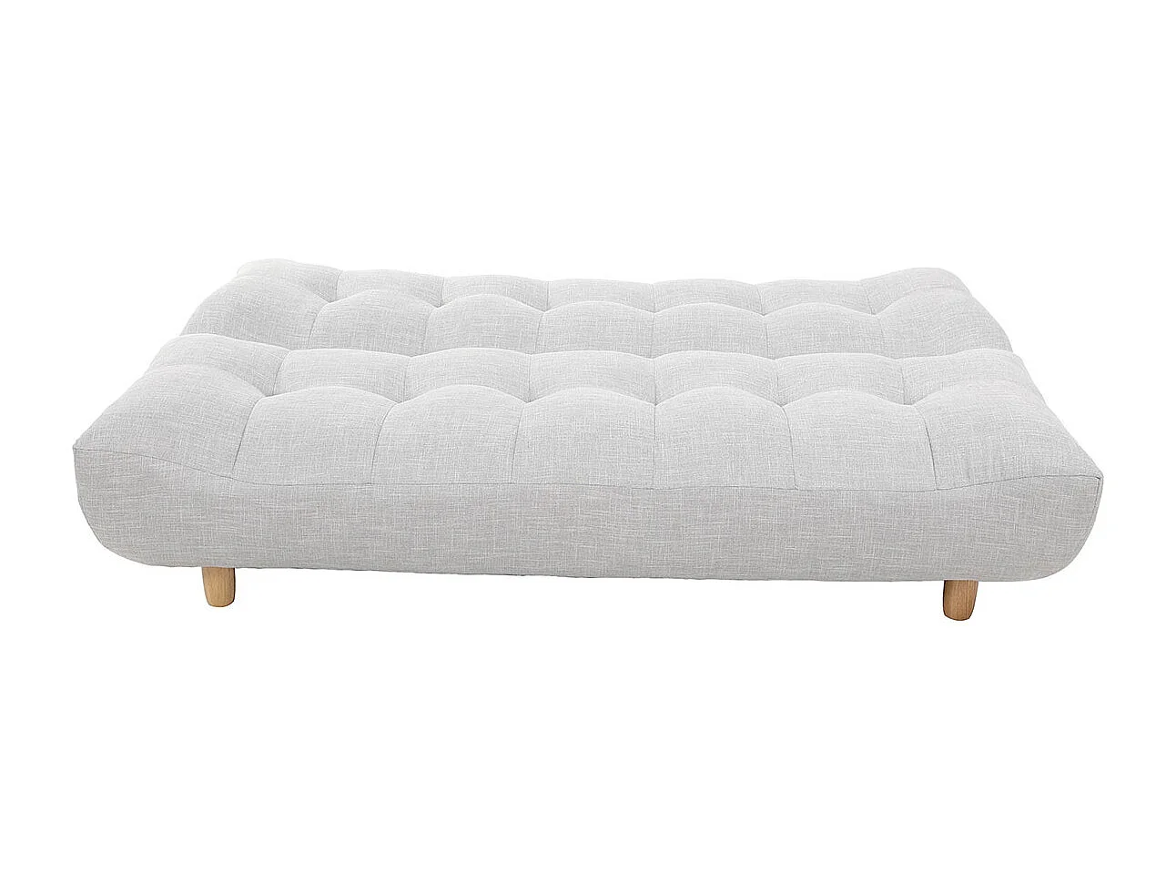 Canapé convertible scandinave 3 places en tissu gris clair et bois clair YUMI