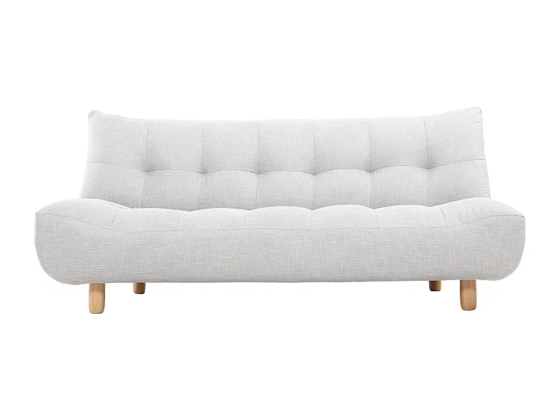 Canapé convertible scandinave 3 places en tissu gris clair et bois clair YUMI