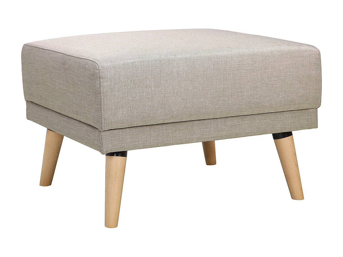 Canapé convertible scandinave 3 places avec repose-pieds en tissu beige et bois clair ULLA