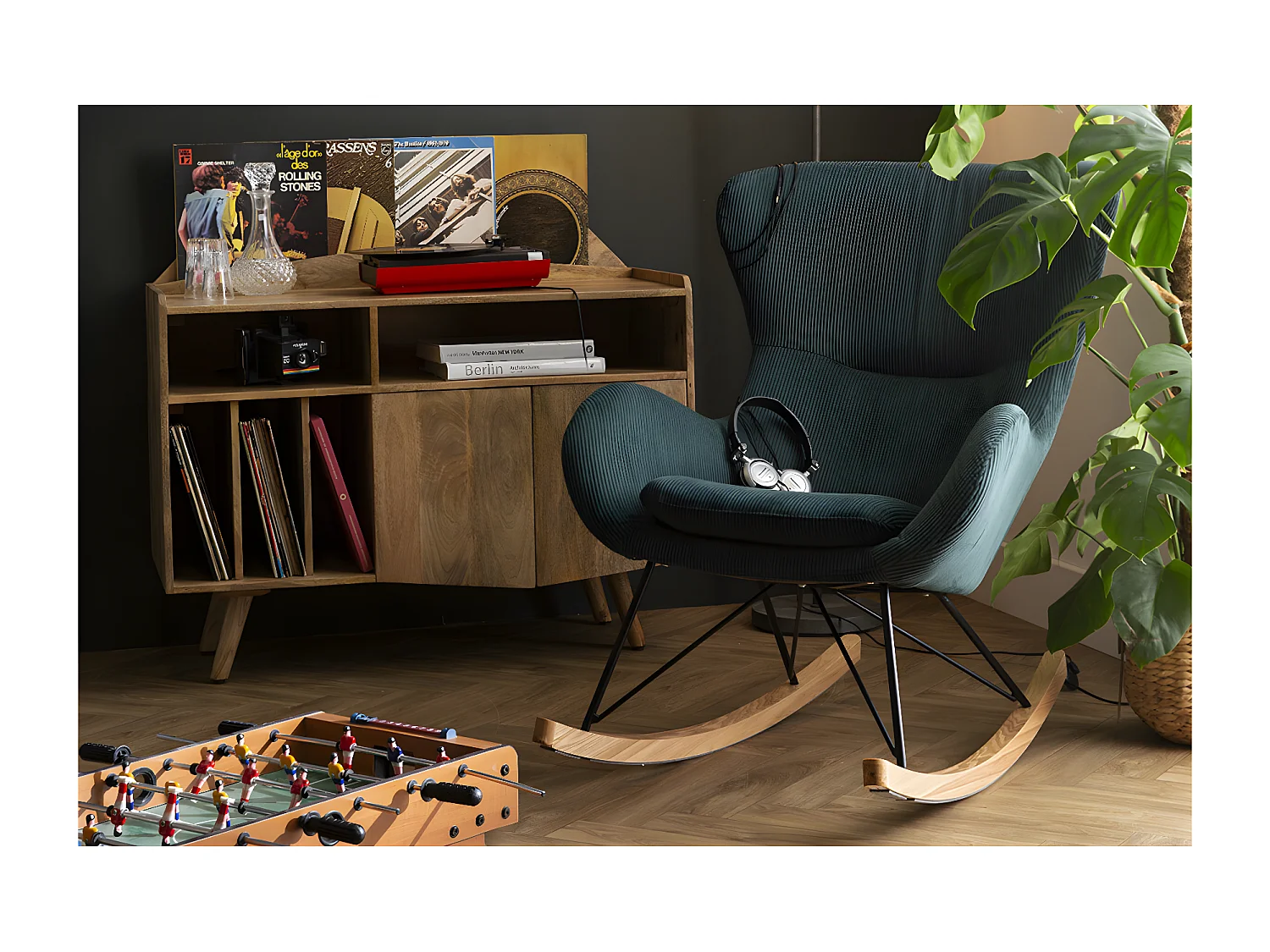 Buffet meuble de rangement vinyles en bois manguier massif L105 cm MATAHARI