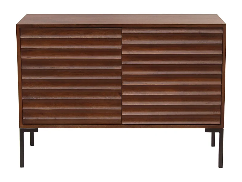 Buffet en bois foncé manguier massif et métal noir 2 portes L100 cm ONDA