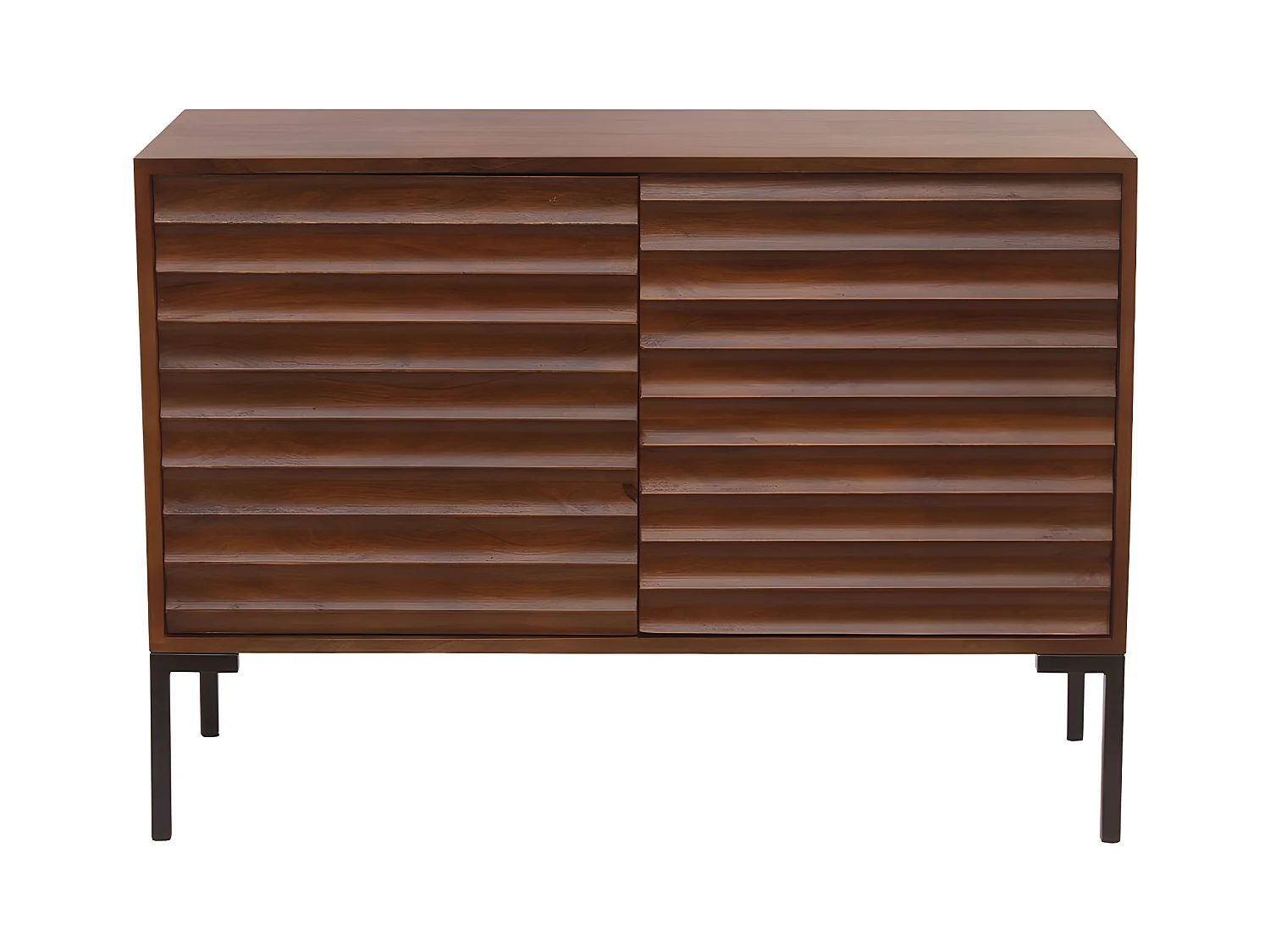 Buffet en bois foncé manguier massif et métal noir 2 portes L100 cm ONDA