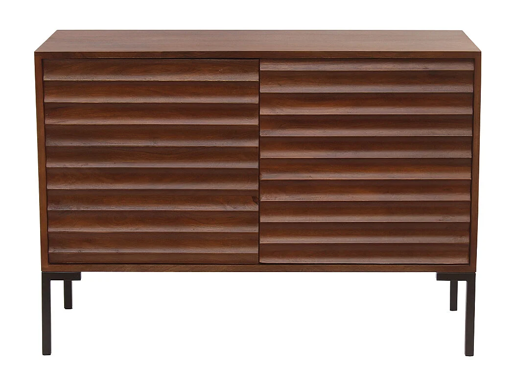 Buffet en bois foncé manguier massif et métal noir 2 portes L100 cm ONDA