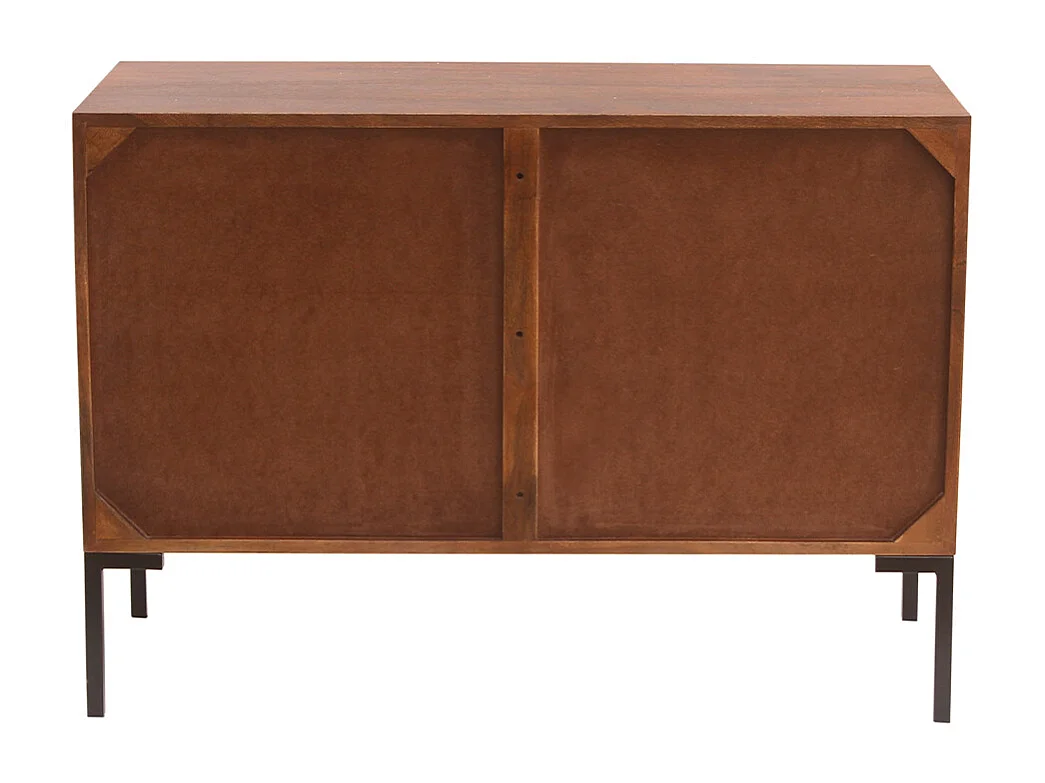 Buffet en bois foncé manguier massif et métal noir 2 portes L100 cm ONDA