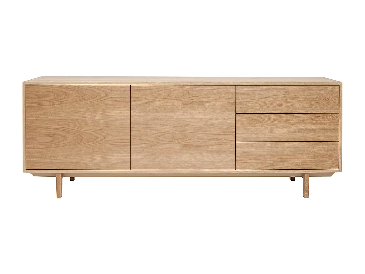 Buffet scandinave en bois clair 2 portes 3 tiroirs L195cm SID