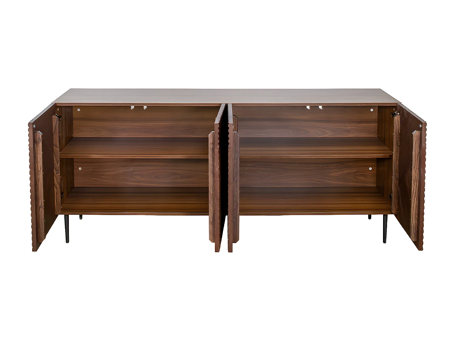 Aparador 4 puertas de madera oscura de roble macizo y metal negro 180 cm ARCHIPEL