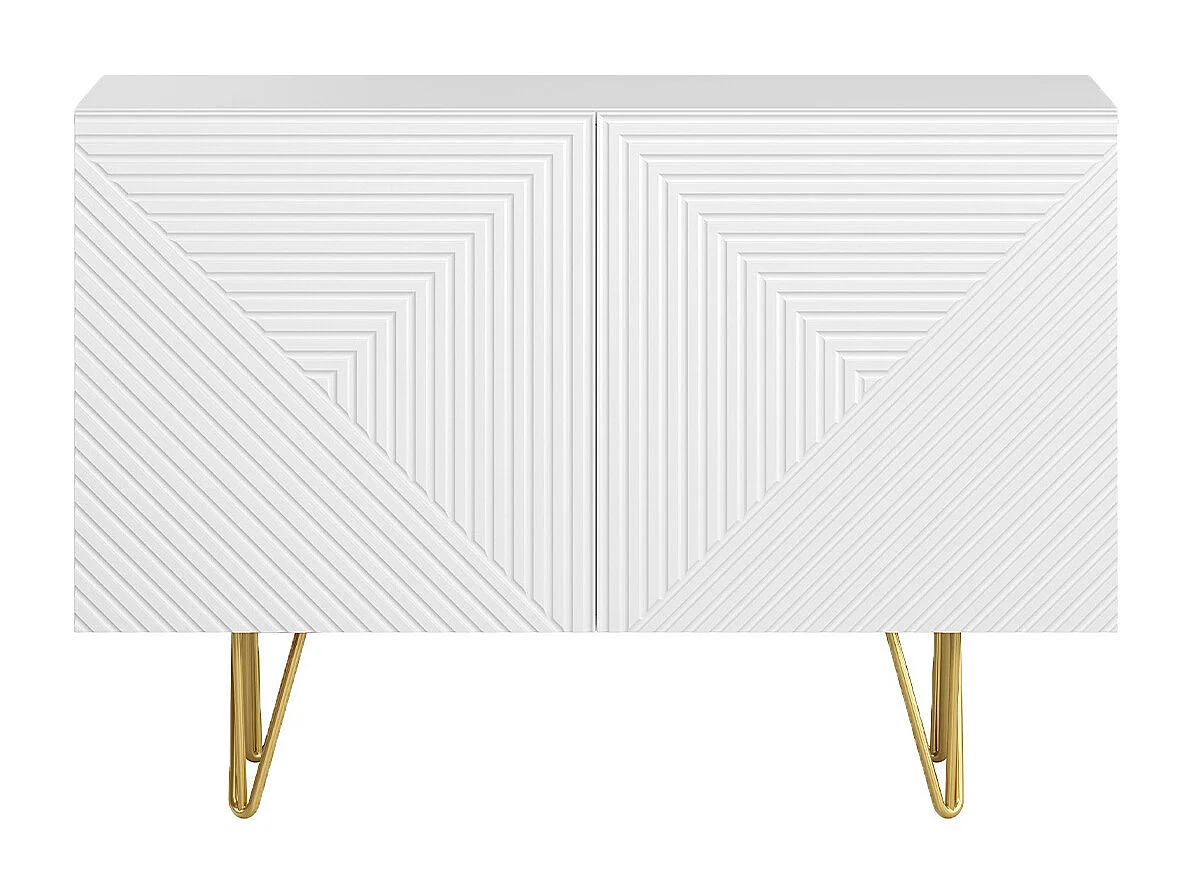 Aparador de diseño blanco y dorado con 2 puertas 107 cm OZEN