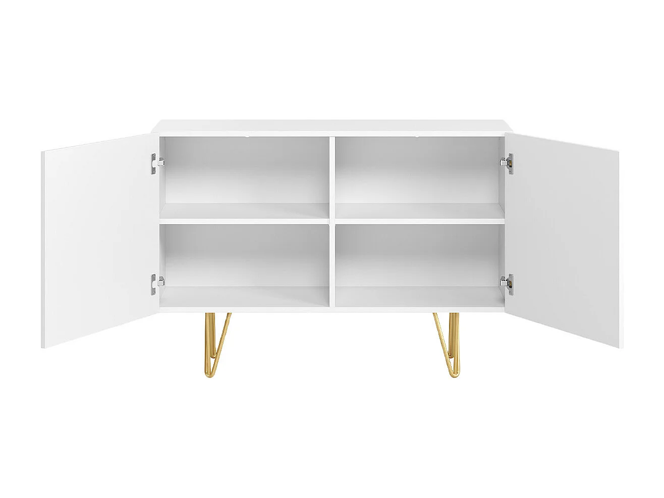 Aparador de diseño blanco y dorado con 2 puertas 107 cm OZEN