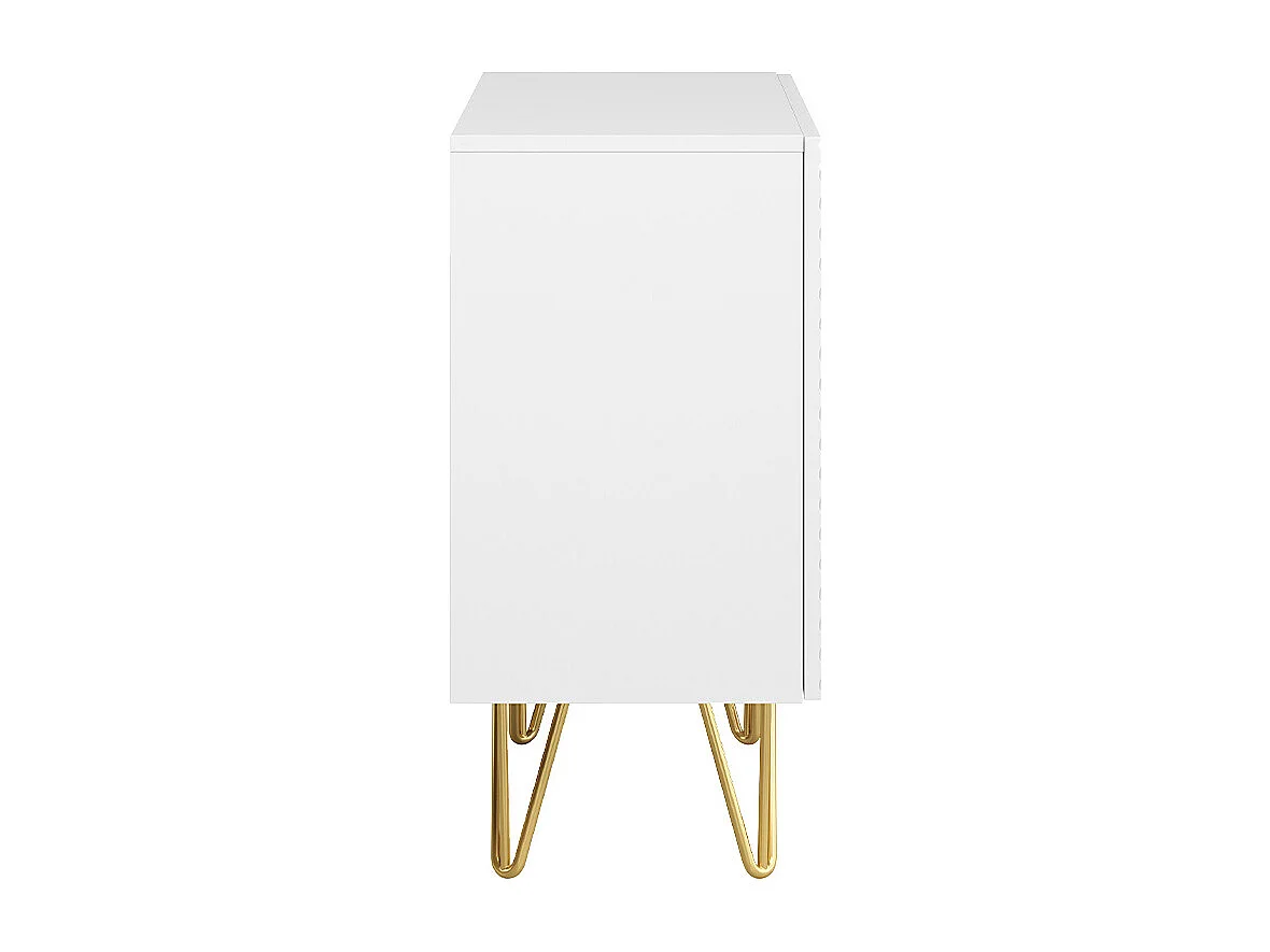 Aparador de diseño blanco y dorado con 2 puertas 107 cm OZEN