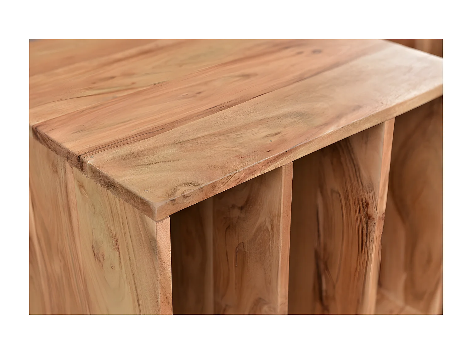 Meuble de rangement vinyles en bois massif L65 cm VIRGILE