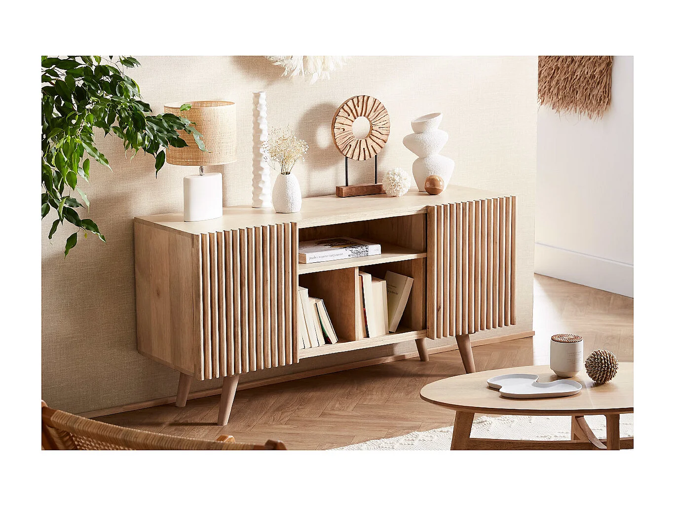 Credenza in mango con porte scorrevoli ALBA