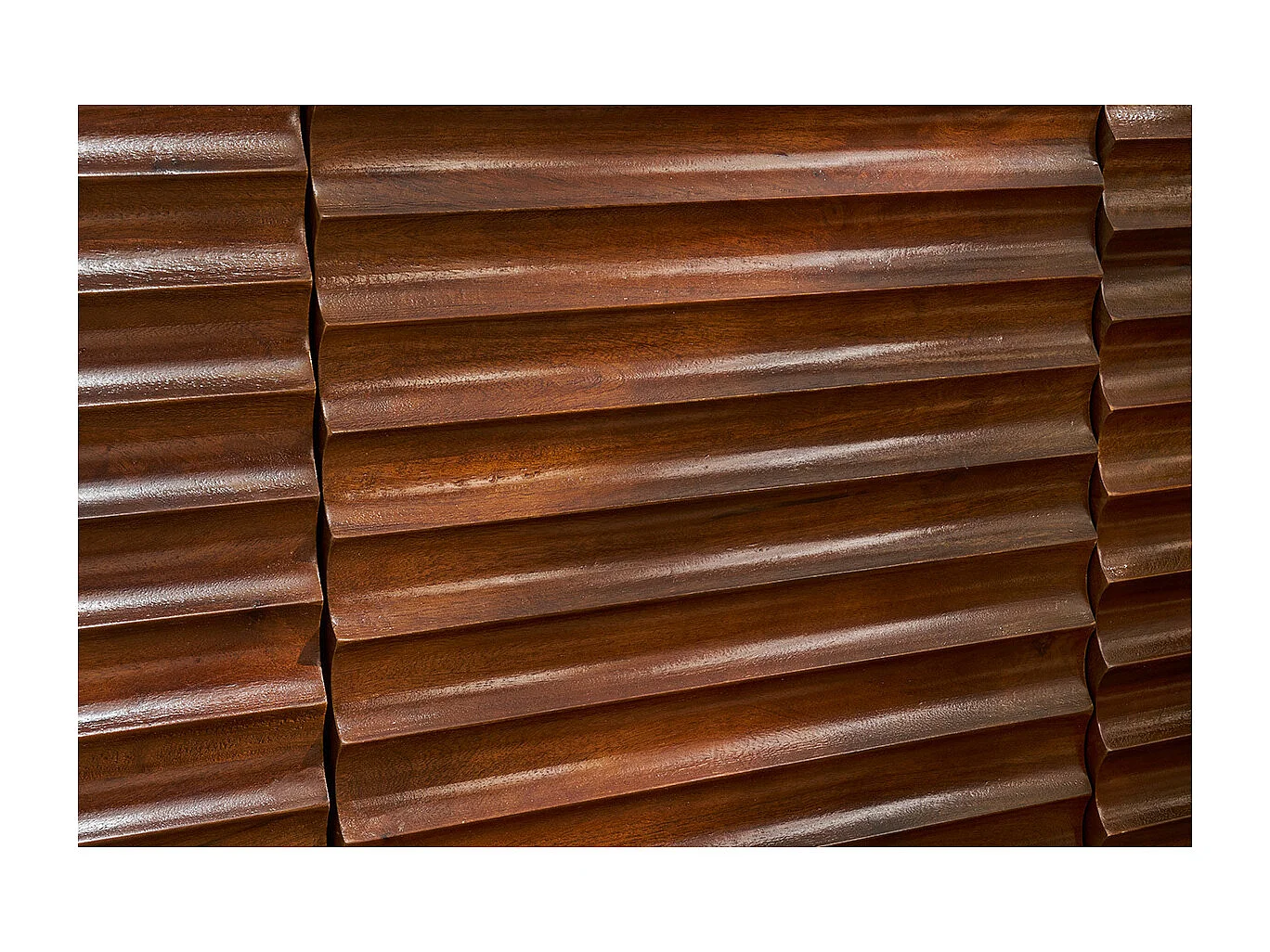 Buffet en bois foncé manguier massif et métal noir 3 portes L140 cm ONDA