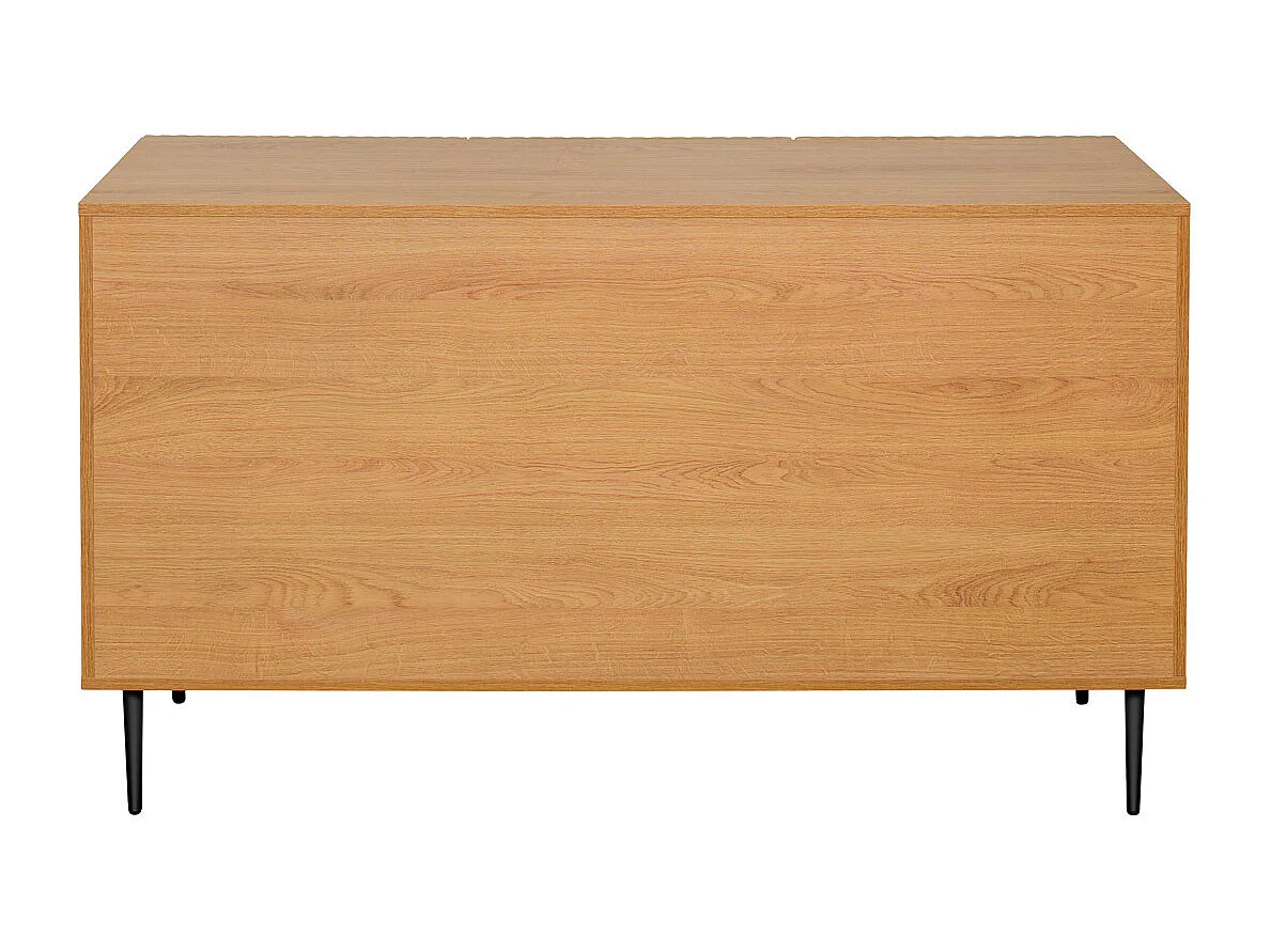 Aparador 3 puertas de madera clara de roble macizo y metal negro 135 cm ARCHIPEL