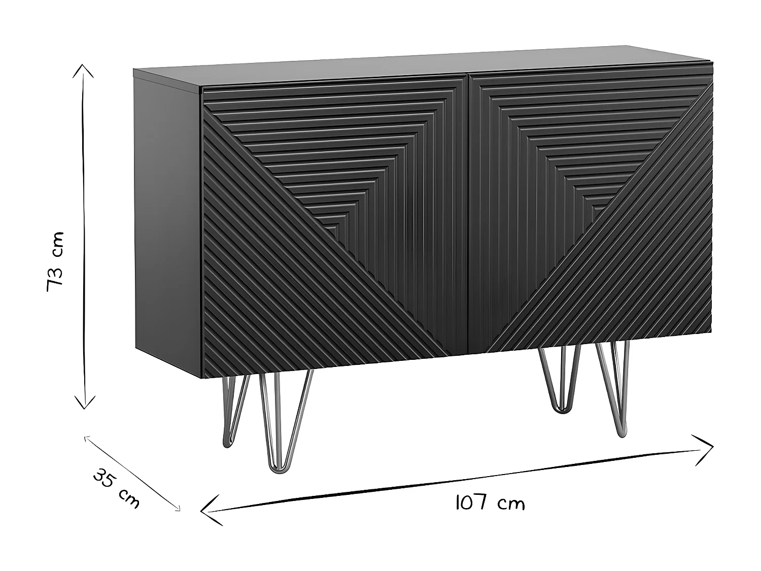 Aparador negro y metal dorado 2 puertas 107 cm OZEN