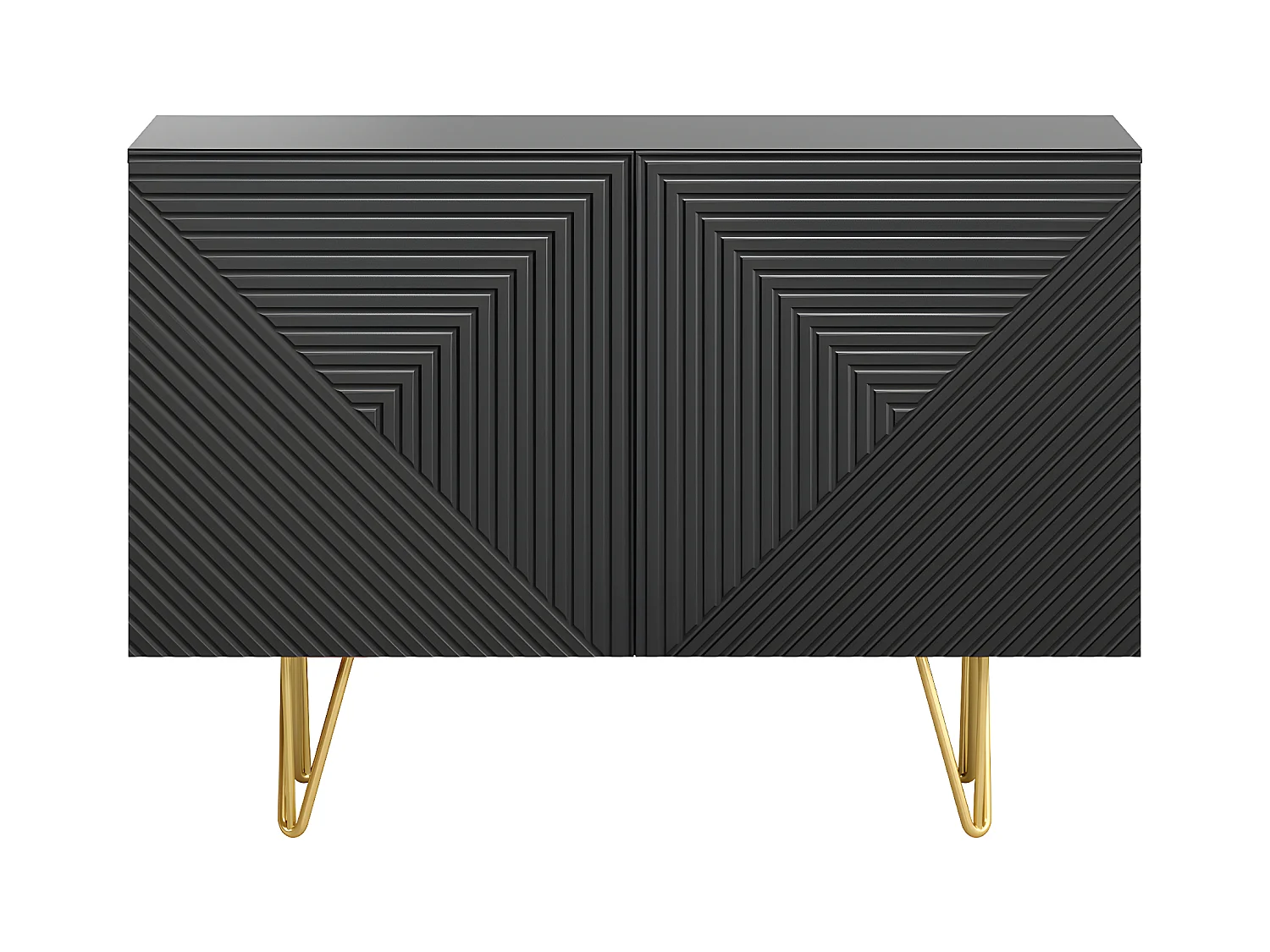 Buffet design gravé noir et métal doré 2 portes L107 cm OZEN
