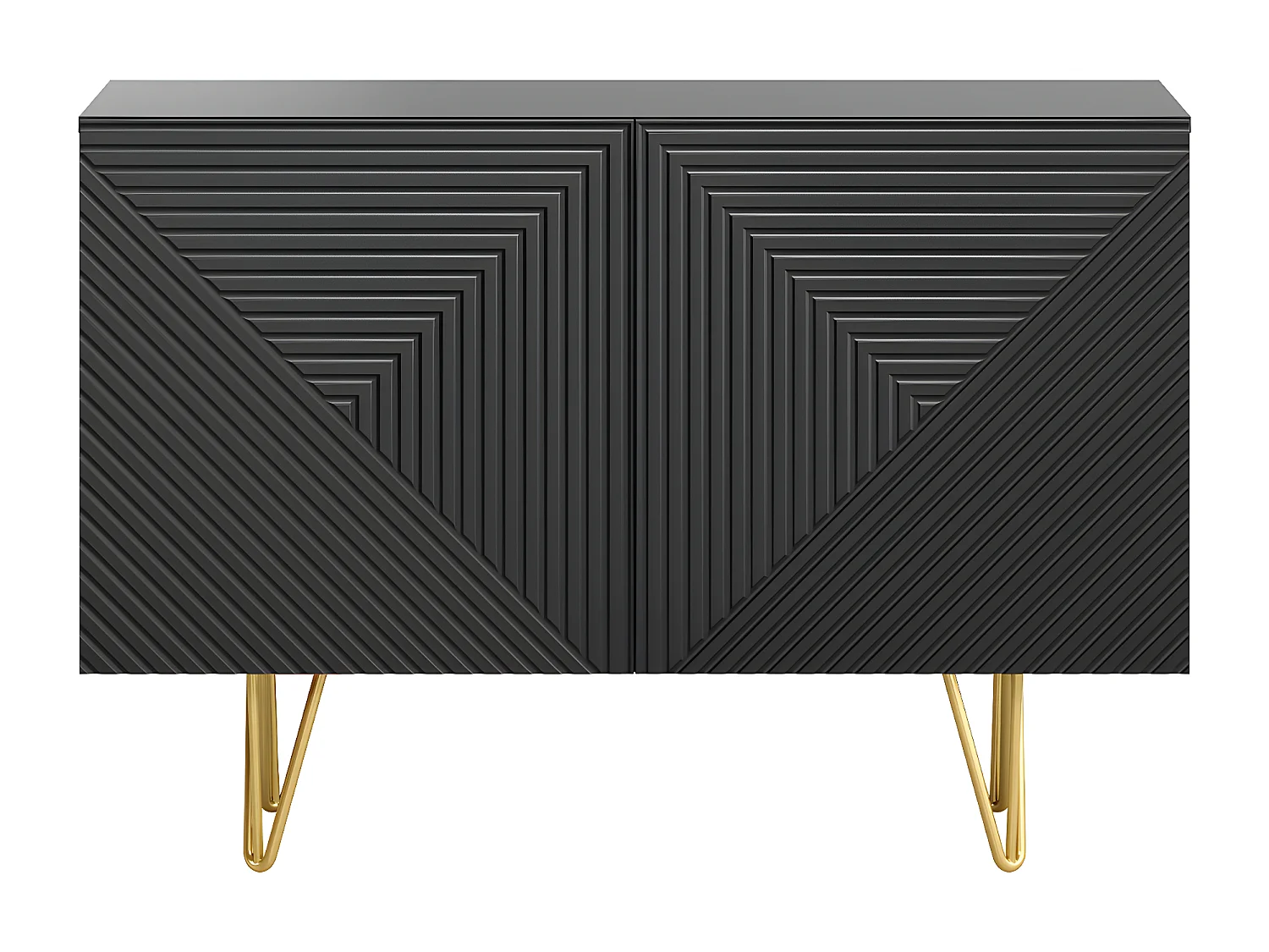 Aparador negro y metal dorado 2 puertas 107 cm OZEN
