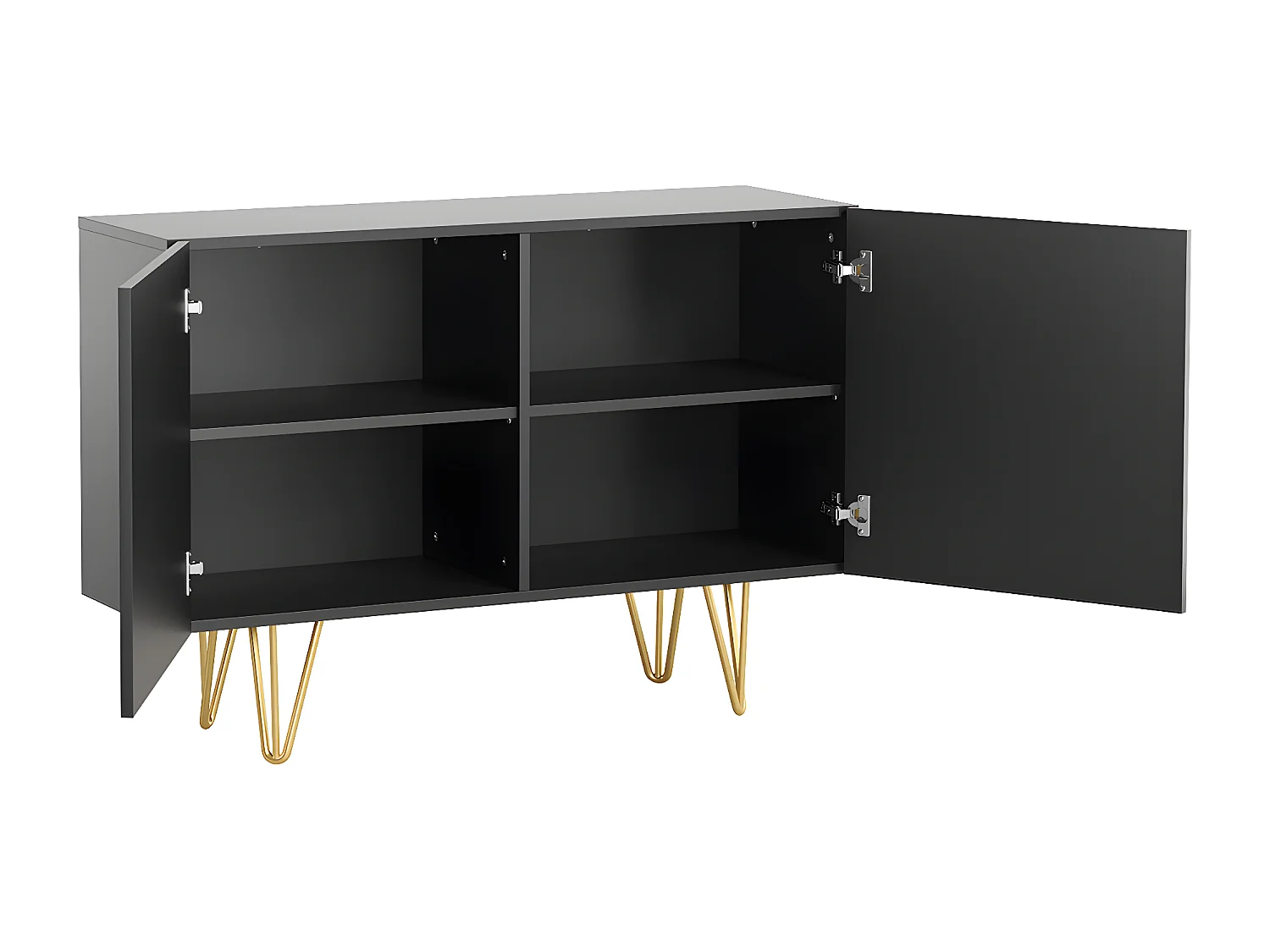 Aparador negro y metal dorado 2 puertas 107 cm OZEN
