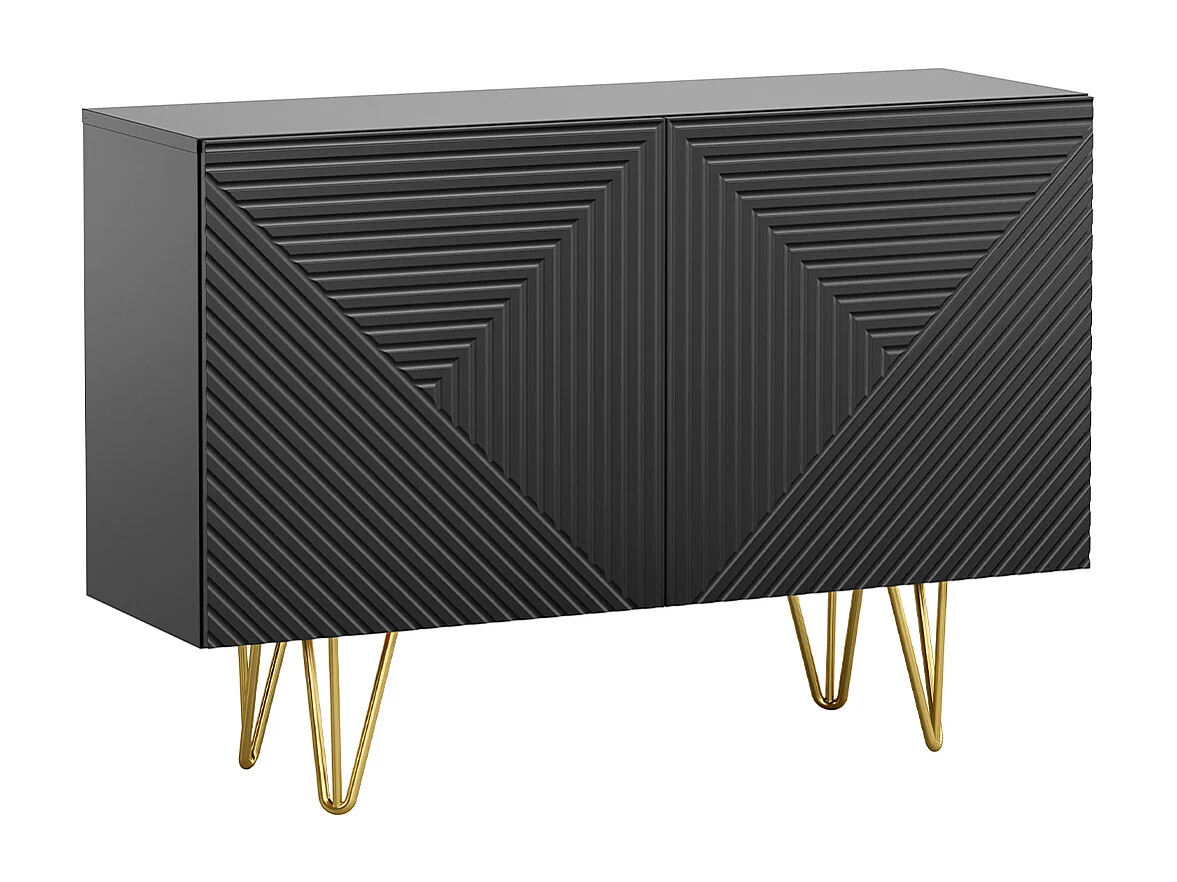 Aparador negro y metal dorado 2 puertas 107 cm OZEN
