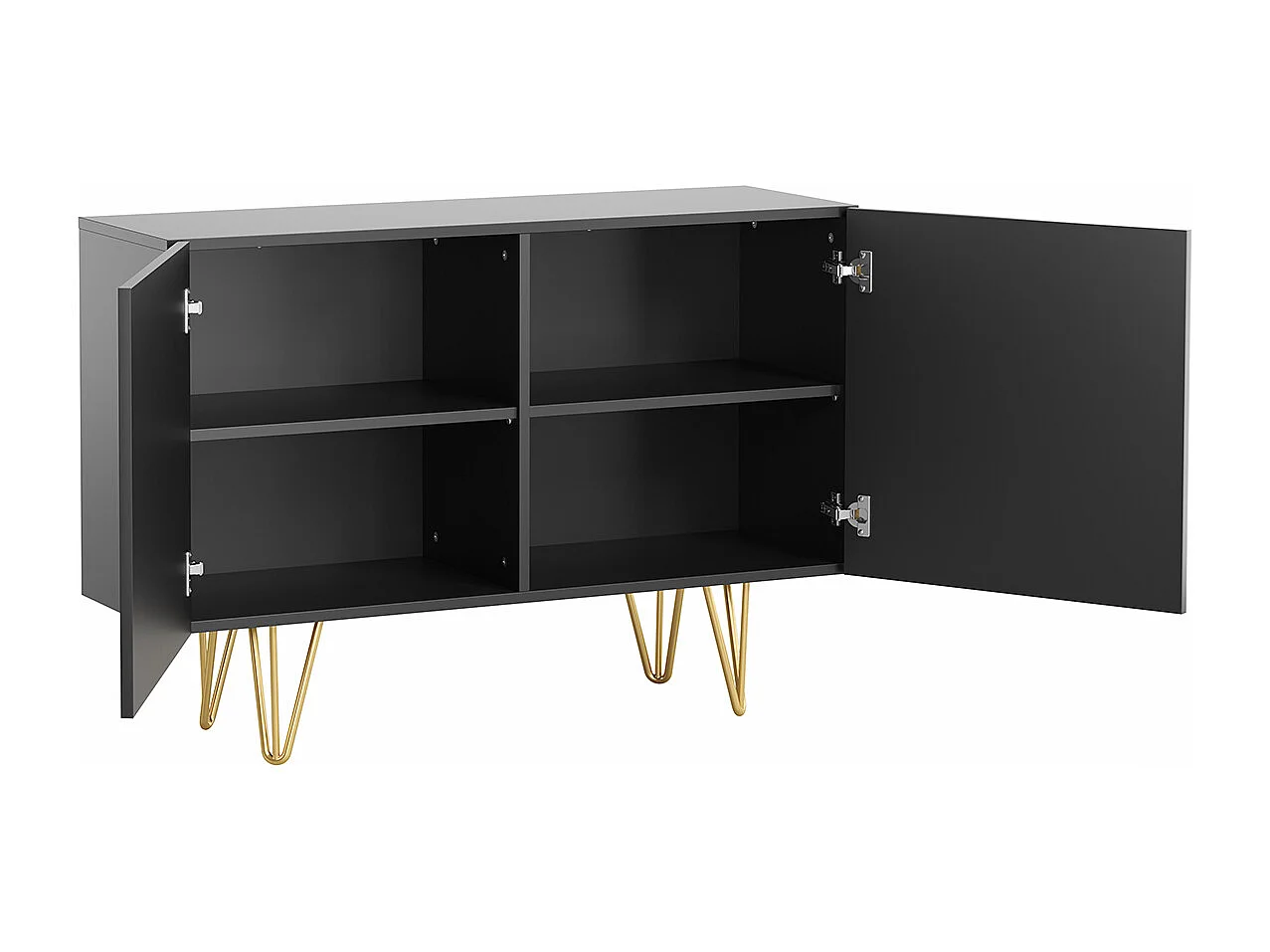 Aparador negro y metal dorado 2 puertas 107 cm OZEN