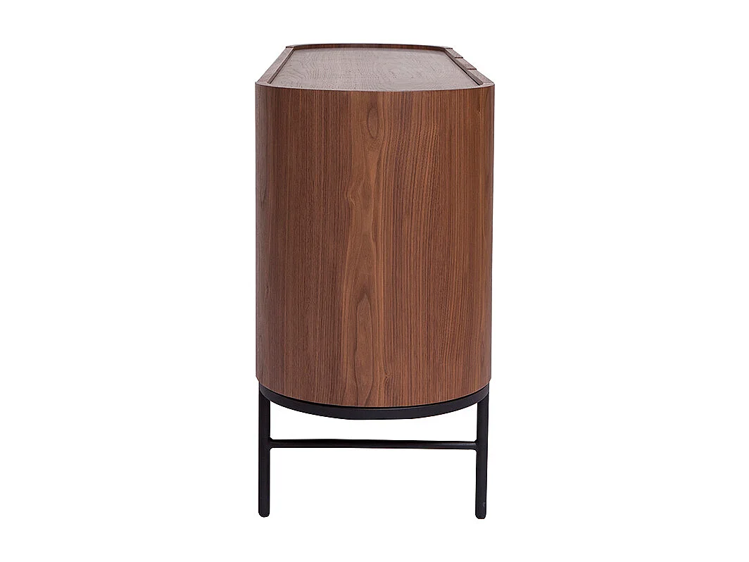 Buffet design bois foncé noyer et métal noir 3 portes L160 cm SKYE