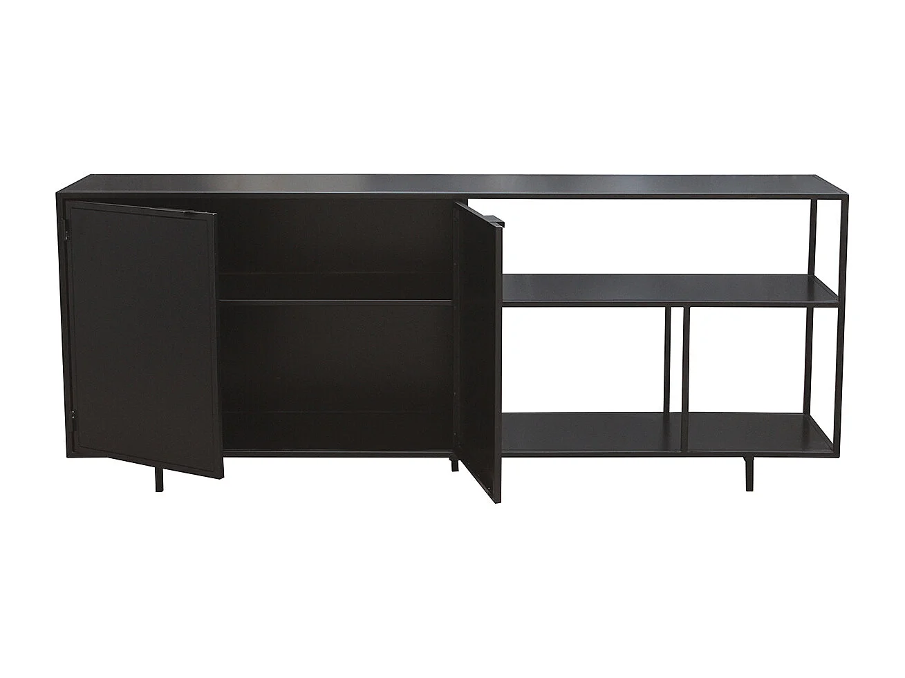Aparador industrial de metal negro 2 puertas 180 KARL