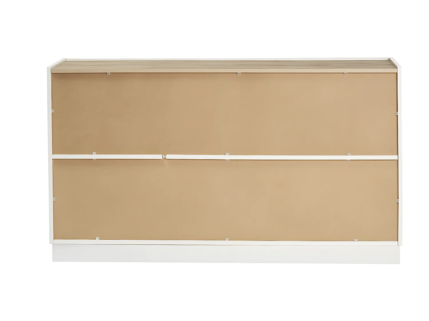 Buffet design blanc laqué brillant et bois clair 3 portes L155 cm NELIO