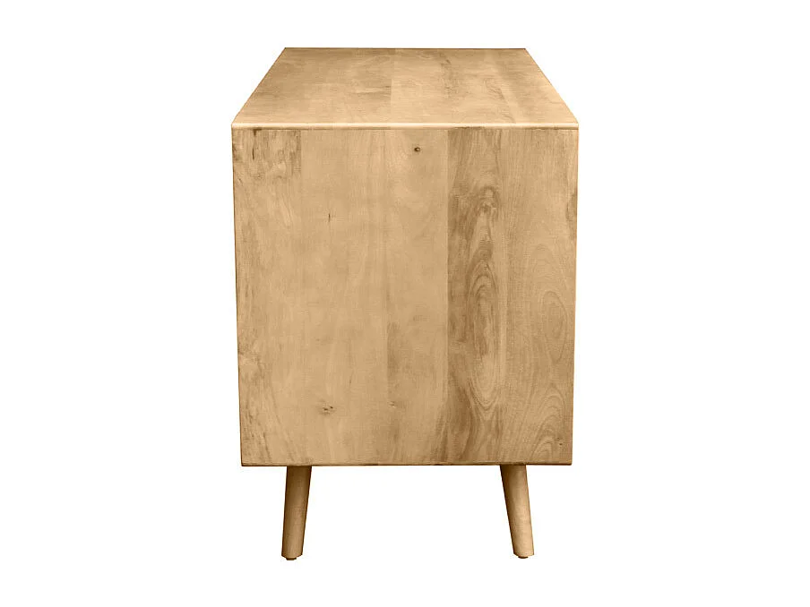 Aparador de madera maciza de mango y ratán con 2 puertas correderas 135 cm ACANGE