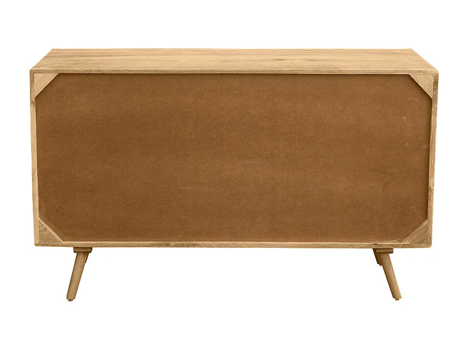 Aparador de madera maciza de mango y ratán con 2 puertas correderas 135 cm ACANGE