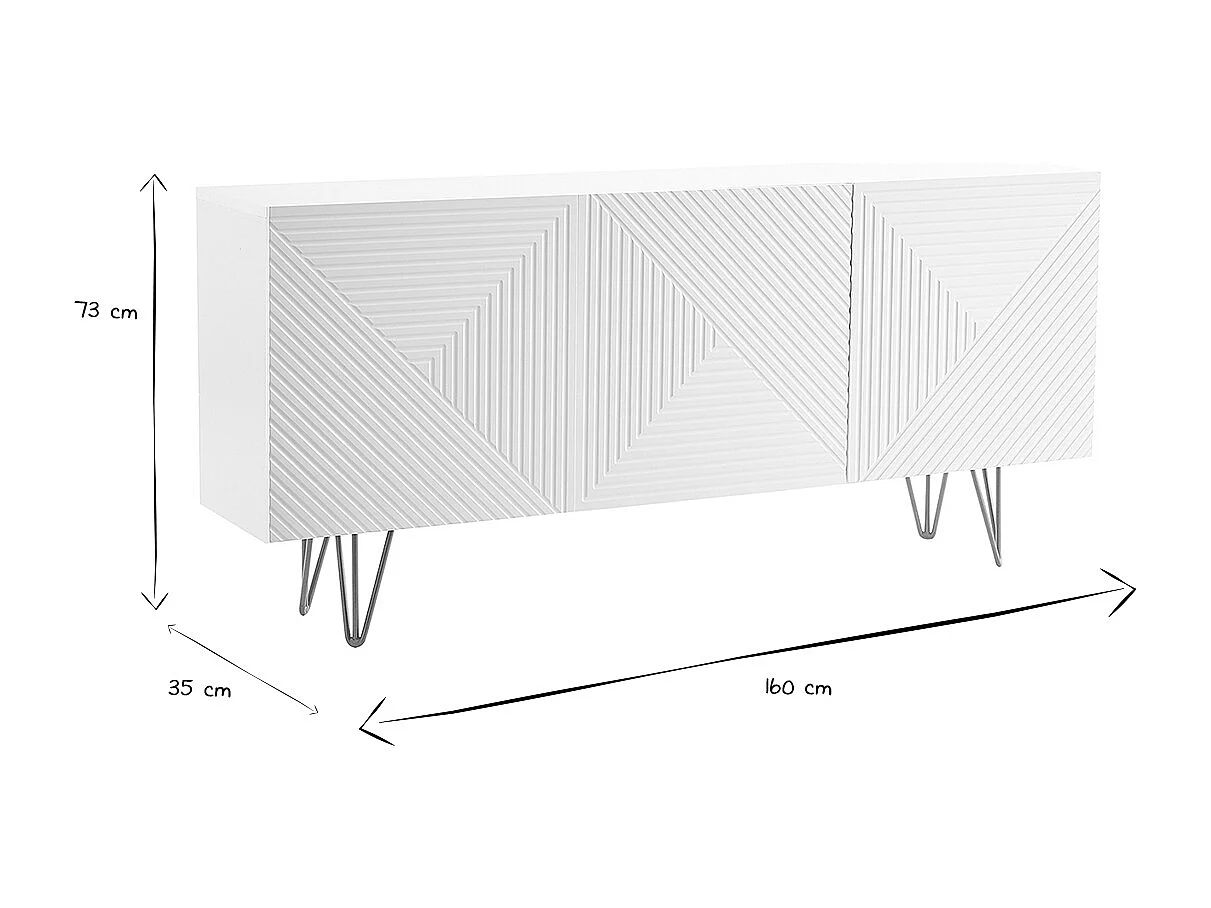 Design-Sideboard weiß und vergoldet B160 cm OZEN