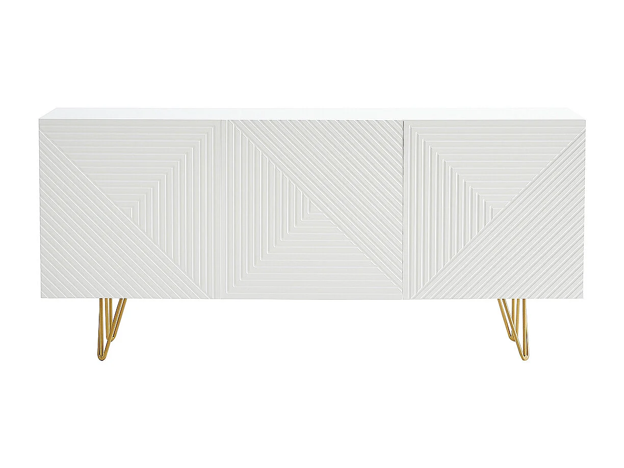Aparador de diseño blanco y dorado 160 cm anchura OZEN