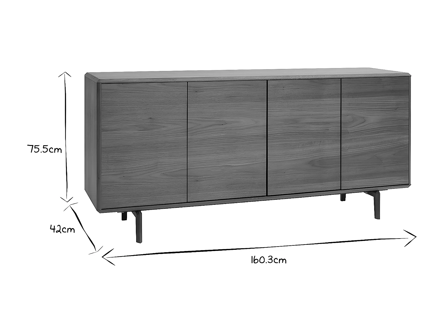 Credenza vintage 4 ante in legno scuro L160 SUVA