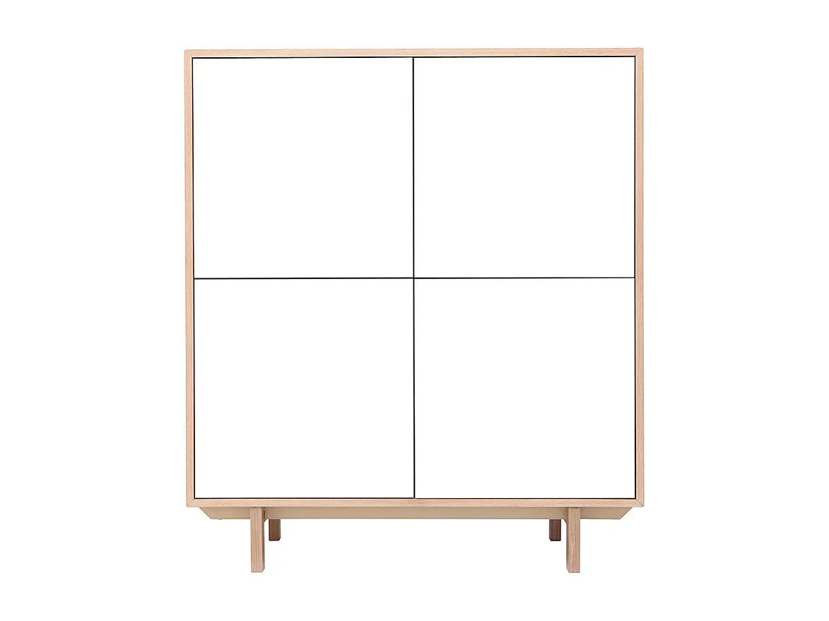 Mobiletto buffet scandinavo alto in legno Bianco 125 cm SID